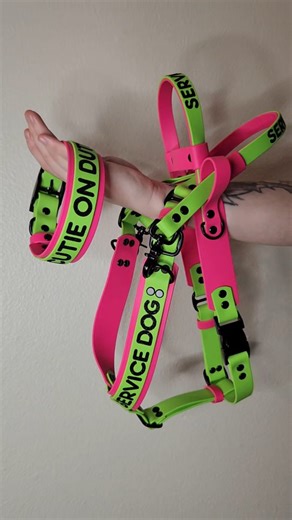 6 comments | How about this one of a kind, ready to ship, biothane y front mobility service dog harness, perfect for counterbalance and momentum pulling with matching CUTIE ON DUTY collar?!  Get this adorable service dog gear set in the shop now with the black friday discount automatically applied at checkout! | Outer Space Dog Gear | Facebook