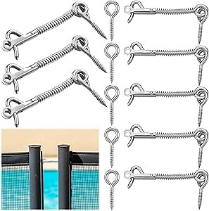 12 Pcs Safety Pool Latch 3.75'' Spring Hook and Eye Chain Link Fence Gate Latch Safety Tool for Pool Fencing Spa Gate