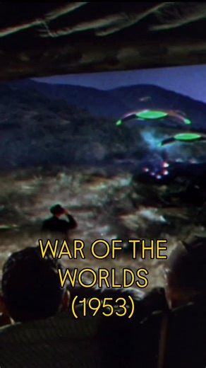 Atomic Matinee on Instagram: "The War of the Worlds was one of the first sci-fi films to treat an alien invasion as an extinction-level event. The Martian war machines were redesigned from H.G. Wells’ tripods into hovering craft so the effects team could suspend them on wires and composite them more cleanly into live-action footage. The heat rays were animated directly onto the film frame-by-frame, which is why they flicker and crackle instead of looking smooth. The alien sound — that low electr