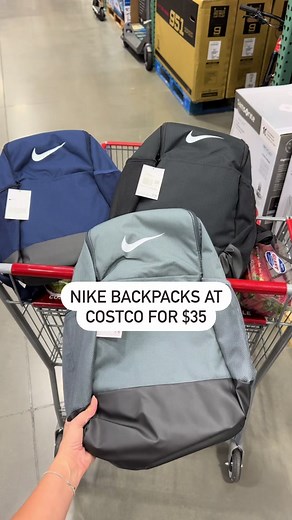 @Nike training backpacks at Costco for only $34.99! They come in 3 colors, have a padded laptop pocket and lots of pockets to organize all your belongings #costco #nike #costcofinds