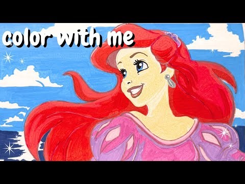 Disney Princess Ariel Color by Number | Coloring Book With Acrylic Markers | Relaxing Music