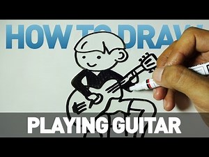 How to Draw a Cartoon - Playing Guitar (Tutorial Step by Step)