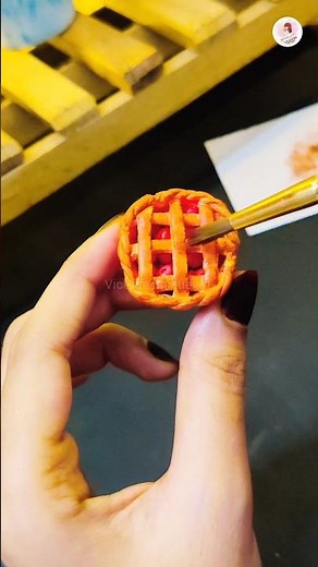 Mini pie made from a bottle cap?! 🥧🍒✨Cutest fridge magnet DIY you'll ever see!#easycrafts#cutecrafts