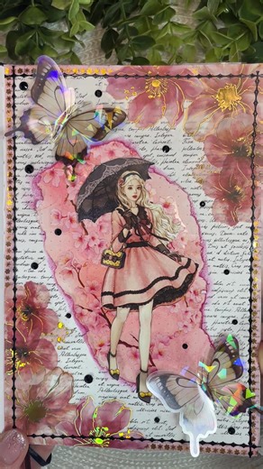 Relaxing ASMR Scrapbook Journaling with a Lady in Pink