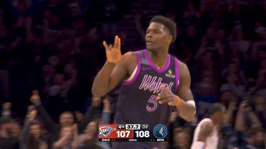 🐜 Anthony Edwards先是飆進高難度的超前三分彈，接著連續用火鍋與抄截守住 Shai Gilgeous-Alexander的兩波反擊，關鍵時刻化身超級英雄接管戰局，帶領灰狼以112比107賞給雷霆本季第三敗。 | NBA Taiwan