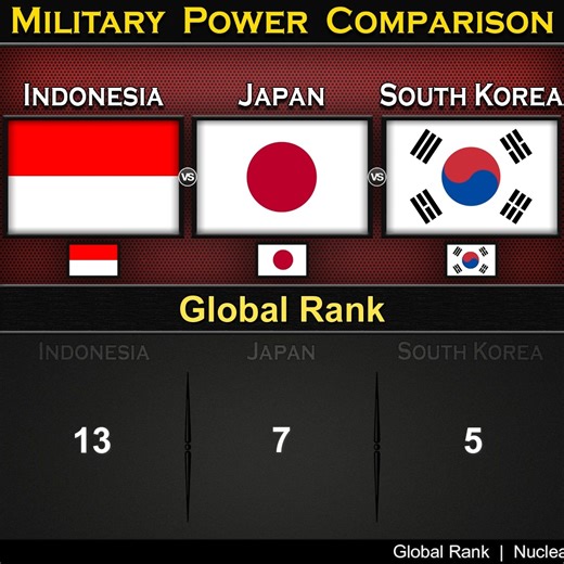 197K views · 2.1K reactions | Indonesia vs Japan vs South Korea | Land Power Comparison 2025 (Part-2) | Global Power | Facebook