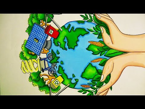 Energy conservation Drawing for competition / how to draw and paint save energy Drawing step by step