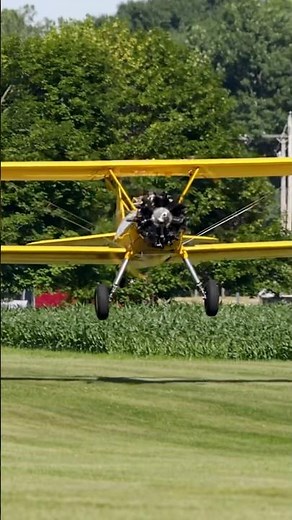 Stearman landing 😍 #airplane #aviation #flight #fyp #runway #landing #vintage #biplane #pilot
