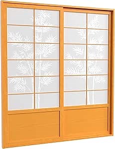 Red Lantern 7 ft. Tall Bamboo Tree Shoji Sliding Door Kit - Honey