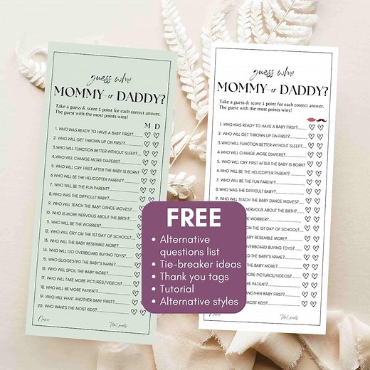 Guess Who Mommy or Daddy Game Baby Shower Party Game Editable Templates - Who Said It Trivia Game Minimalist Game Mom or Dad Parents - B01 - Etsy