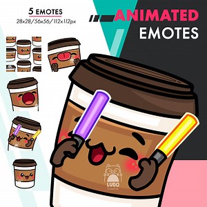 Animated Coffee Emotes Pack, 5 Cute Coffee Cup Raid, Dance, Lick Emote Set for Streamers - Etsy