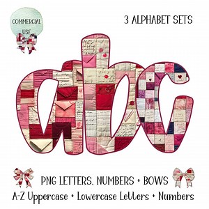 Preppy Patchwork Valentines Alphabet PNG Bundle – 3 Doodle Alphabet, Red Font Clipart, Preppy Style Letter, Commercial Use - Etsy