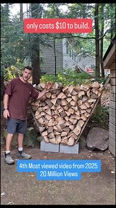 My 4th most viewed video from 2025 with over 20 million views. Showing how to build a quick and easy firewood storage rack for $10. All you need is 2 cinder blocks and 2 -4' 2x6s place the lumber into the cinder blocks and you can stack wood in between. This keep it organized and off the ground. #firewood #firewoodprocessor #woodsplitting #diyprojectidea #diybuild | Meyers.makes