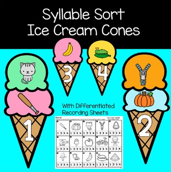 Syllable Sort Ice Cream Activity | Phonological Awareness Literacy Center
