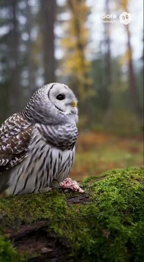 owl with striped feathers was eating when suddenly she heard thunder and lightning #viral #shorts