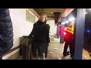 Crazy Lady WALKING ON a NYC Subway Track WHO PUSHED Her There