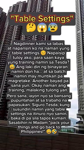 Mga Beshy, nagamit nyo ba yung training nyo sa Tesda na table settings? 😅😁 Pati yung way ng pagseserve ha... 😁😂 #TESDA #tablesetting #tesdatraining #OFWHONGKONG | A Dream