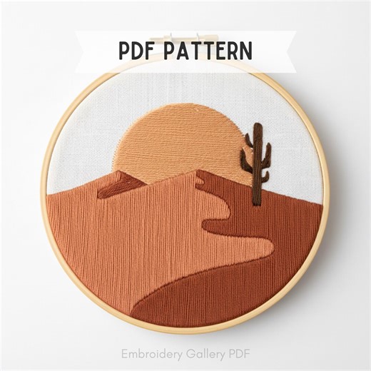 Southwestern Landscape Embroidery Pattern: Cacti Desert Scenery (PDF Instant Download) - Etsy