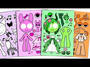 [Paper diy] 🌈SPRUNKI Dress Up in sticker🌈/Oren/Raddy/Gray/Wenda/Pinki