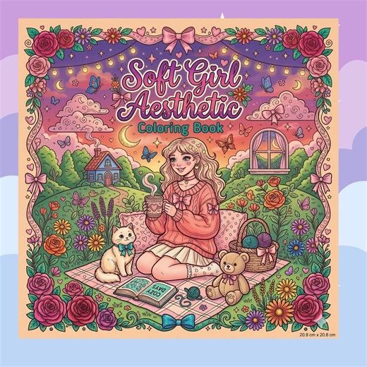 Soft Girl Coloring Book – Cozy Pastel Illustrations (PDF) - Etsy