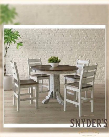 Amish Preston Round Rustic Pedestal Counter Table Set