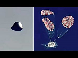 NASA 4K Artemis II Splashdown on Earth Back from Moon: Full Capsule Reentry and Parachute Deployment