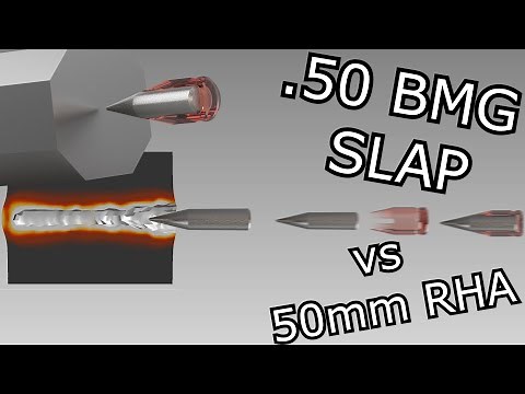 50 BMG SLAP vs STEEL ARMOR | Tung. Carbide Penetrator Against 50mm RHA | Kinetic Impact Simulation