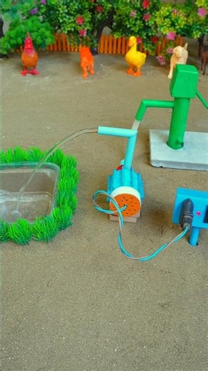 Mini hand pump project water with supply motor drinks donkey duck farm #waterpump #shorts #592