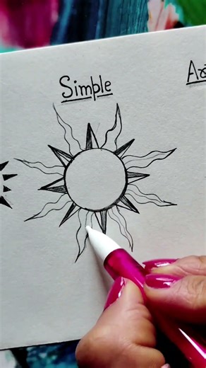 How to draw sun in 3 different ways!☀️#art #shorts #viral #drawing #ytshorts