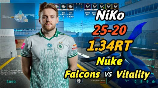NiKo（25-20）1.34RT（Nuke）Falcons 对阵 Vitality|IEM 里约 2026|A组 胜者组决赛|CS2 POV|DEMO