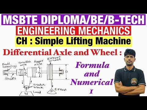 Numerical 01 : Differential axle and wheel | Simple lifting machine l MSBTE DIPLOMA | BE | B-TECH