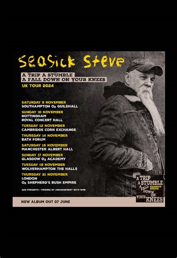 Seasick Steve’s Autumn tour kicks off this Saturday across the UK! Joining Steve on stage will be @lutherdickinson, Dan Magnusson, and @richieprynne, with support act @jamesdixonmusic. Tickets are selling fast, so don’t miss out! 🎟 GET YOUR TICKETS NOW! 👉 seasicksteve.com/gigs.htm Link in Story #seasicksteve #autumntour #uktour