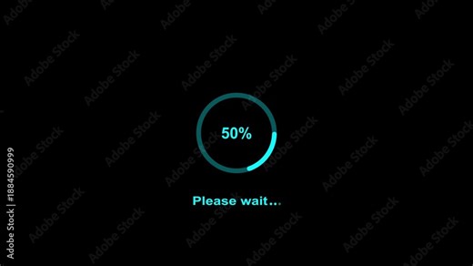 Please wait circle loads on the device screen with a bright icon animation. Please wait... Circular loading animation. Waiting status bar. Please wait loading process, please wait 0 to 100%. 4k video.