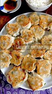 Garlic chive pork dumplings 🥟 #easyrecipe #simplecooking #dumplings #lazyday #gyoza