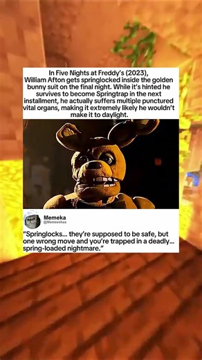 In Five Nights at Freddy’s 2023 William Afton gets springlocked inside the golden bunny suit #shorts