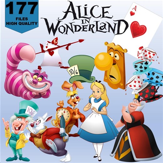 Alice PNG Cliparts, Font Alicia, Cartoon Sublimation Files (digital Download) - Etsy