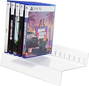 Acrylic Video Game Storage Organizer Stand for PS5 PS4 Games Case Storage,PS5 game storage Organizer stand,PS5 Game Holder Game Box Display Stand Fits up to 12 Games(only for PS5 PS4 PS3 games case)
