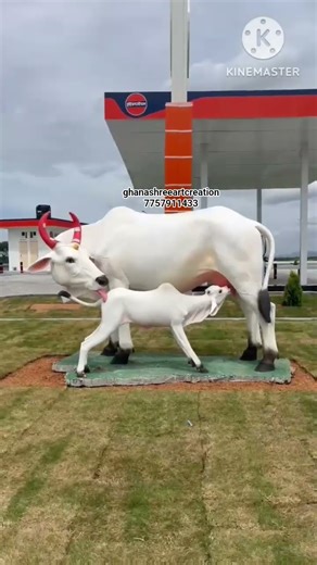 amazing cow & calf statue using only cement and sand