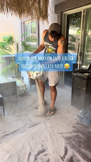 Another of our crazy party ideas lol, backyard beach transformation 😂😁🏝️ #renovation #remodel #housetransformation