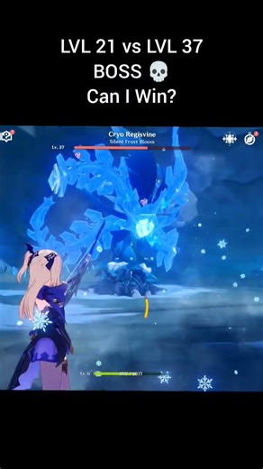 LVL 21 vs LVL 37 Cryo Regisvine 😳 | Underleveled Boss Fight #genshinimpact #bossfight #gaming