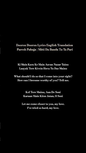 Dooron Dooron Lyrics English Translation – Paresh Pahuja | Mitti Da Banda Tu Ta Pari #ibsn2 #lyrics