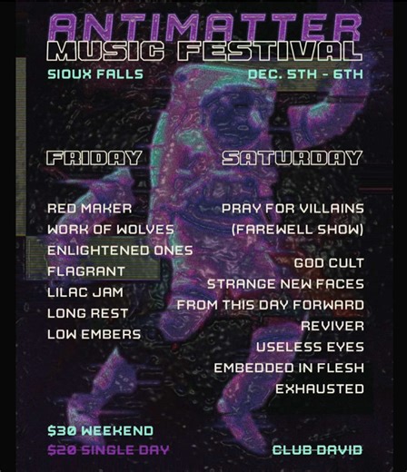 Catch us performing December 5th @ the Antimatter Music Festival 2025 in Sioux Falls SD @ Club David‼️ @DonnyBravo