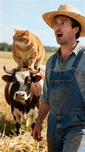 Cat Steals Milk… Then THIS Happens 🐱💀#funnycats #funnyvideo #catlovers #cow #farming