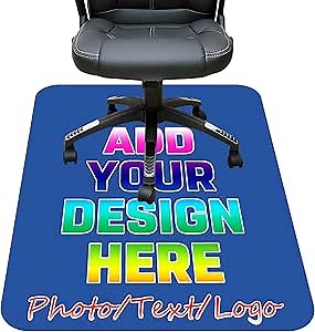 Custom Gaming Chair Mat, Personalized Computer and Office Chair Mat for Hard Floors Add Your Photo Text Logo Name Desk Chair Mats, 36x48 Inch, Royal Blue