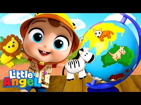 Animals Around the World | Little Angel Kids Songs & Nursery Rhymes