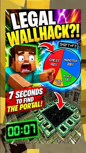 ⚡Stronghold Hack: Shift F3 locates the portal🤫#minecraft