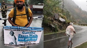 Indian man travels thousands of miles by foot and bicycle worldwide to spread Gandhi's message