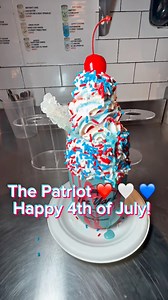 The Patriot©️ ❤️🤍💙 ——————————————————————————————————————A special July milkshake, featuring Cookies 'N Cream and Blue Monster ice cream, red marshmallow drizzle, and a vanilla-iced jar coated in USA sprinkles. It's topped with swirled patriotic whipped cream, a cherry, a candy sparkler, and more sprinkles. 📍The Yard Milkshake Bar Denver and The Yard Milkshake Bar | #fourthofjuly #reels #milkshake #yum #foodiefeature #denvercolorado #denver | The Munchies