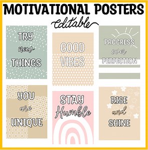 Printable Boho Motivational Posters, Growth Mindset Posters for Kids, Posters