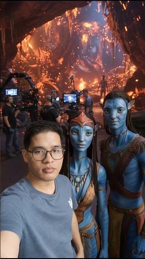 Selfie Trend with cast Avatar fire and ash #selfie #avatar #behindthescene #setflim #trend